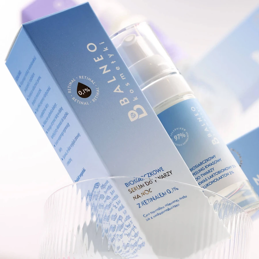 Balneokosmetics, biosulfide gezichtsserum met retinal 0,1% voor de nacht, 30 ml