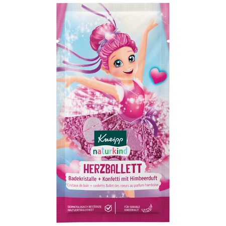 Kneipp Naturkind Hartenbal, badzout + confetti, frambozen, 40 g