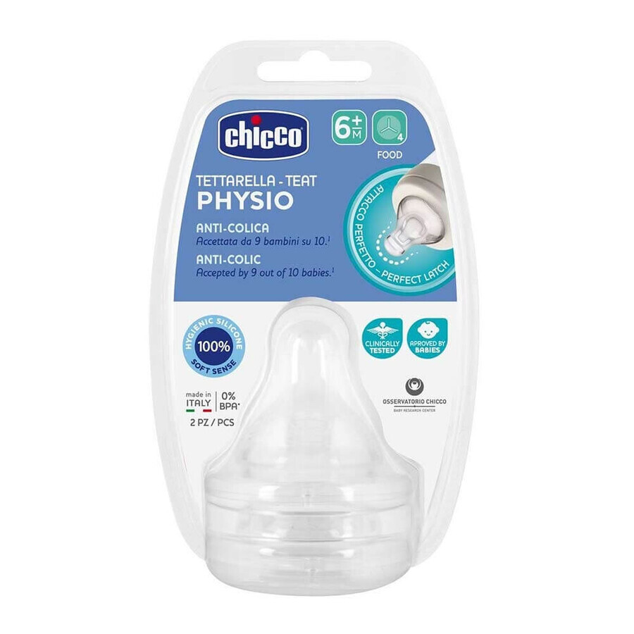 Tétine anti-colique en silicone, Physio Perfect5, 2pcs, 6mois+, Chicco