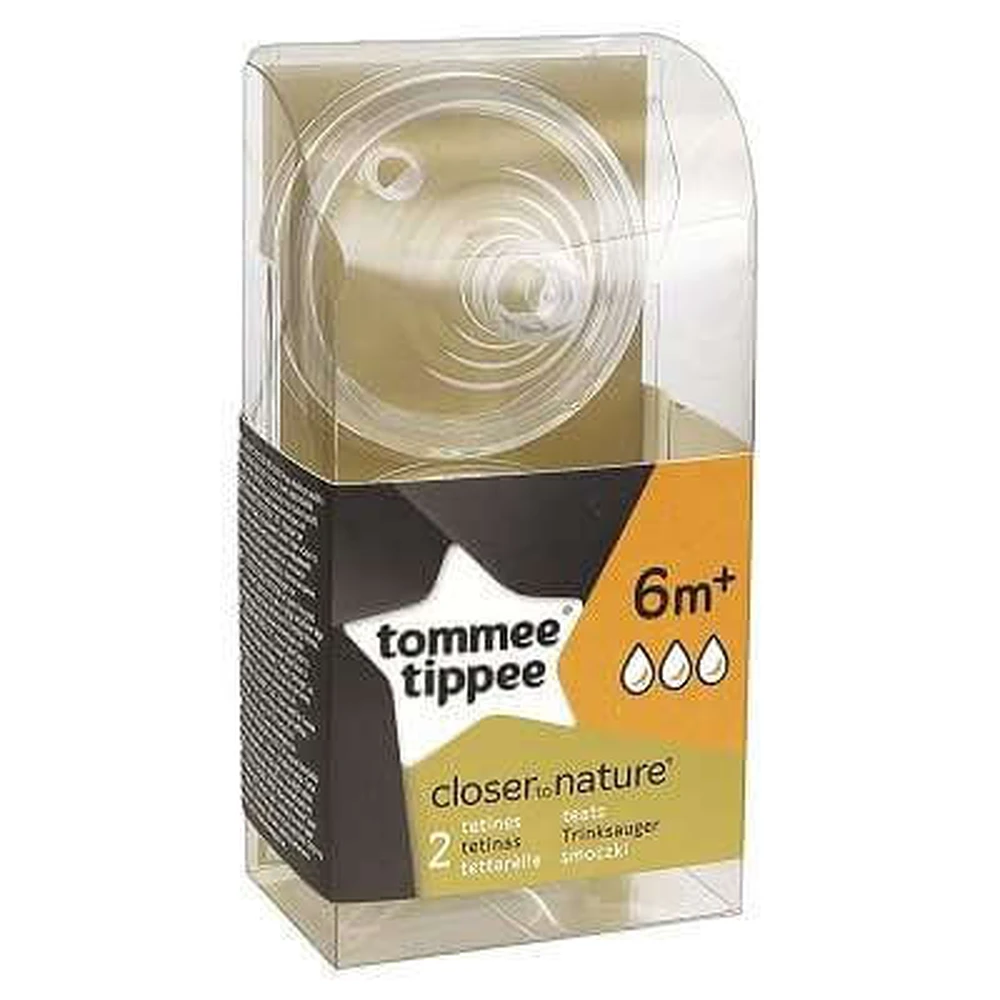 Silicone anti-colic teat, fast flow, +6 months, 2 pieces, Tommee Tippee