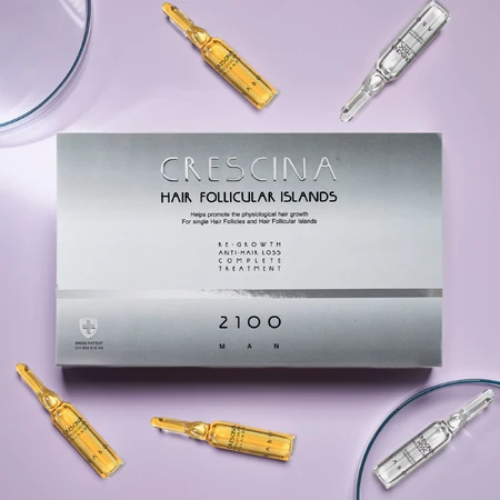Complete treatment for advanced stages of hair loss and thinning in men Crescina Follicular Islands 2100, 10 + 10 ampoules, Labo