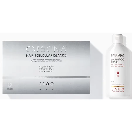 Complete treatment for advanced stages of hair loss and thinning in men Crescina Follicular Islands 2100, 10 + 10 ampoules, Labo