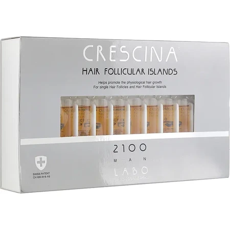 Complete treatment for advanced stages of hair loss and thinning in men Crescina Follicular Islands 2100, 10 + 10 ampoules, Labo