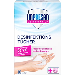 IMPRESAN Desinfectiedoekjes voor handen en oppervlakken, 10 st.