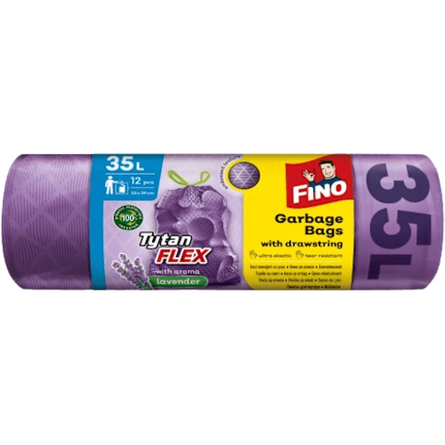 FINO Tytan flex bolsas de aseo con lavanda 35 litros, 12 uds.