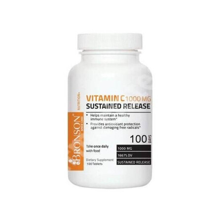 Vitamin C 1000mg, verzögerte Freisetzung, 100 Kapseln, Bronson