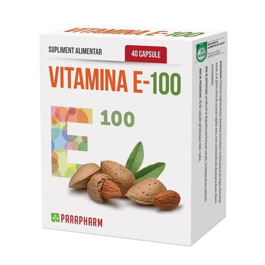 Vitamina E 100, 40 capsule, Parapharm