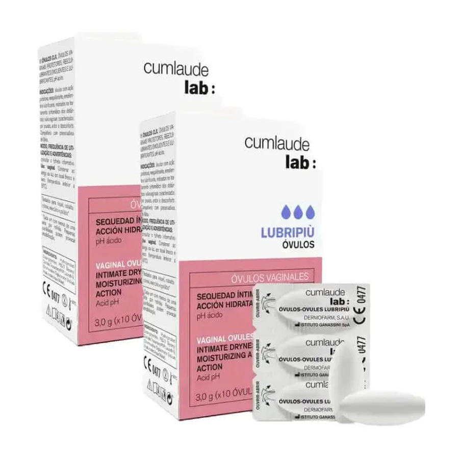 Cumlaude Lubripiu Lab Ovules vaginaux hydratants et apaisants, paquet de 2 x 10 unités
