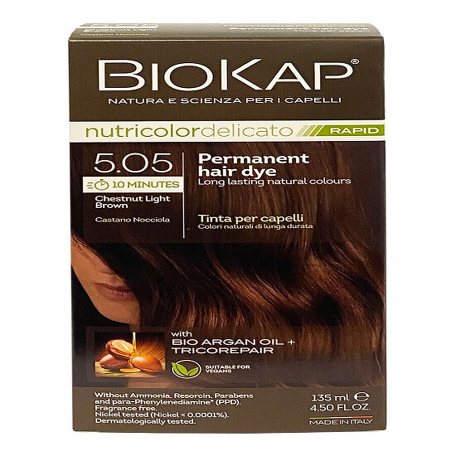 Nutricolor Dauerhafte Haarfarbe, Dunkelbraun Satin 5.05, 140ml, Biokap
