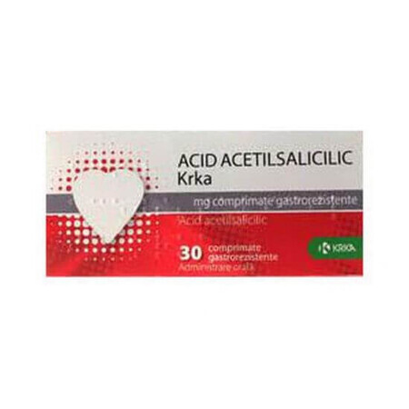 Acid acetilsalicilic 100 mg, 30 comprimate gastrorezistente, Krka