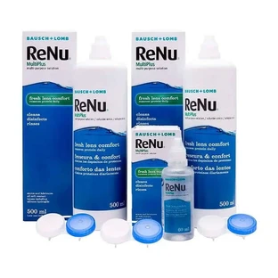 Renu Multiplus - Doble 2 botellas X 500 Ml + 60 Ml