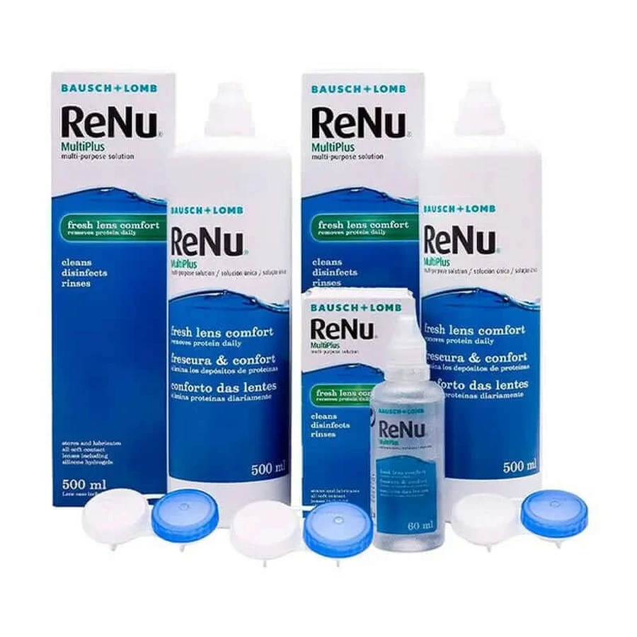 Renu Multiplus - Doble 2 botellas X 500 Ml + 60 Ml
