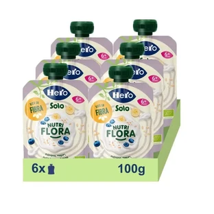 Hero Baby Pack Pack Solo Nutriflora Banane, Joghurt, Heidelbeeren und Haferflocken, 6 X 100 Gramm