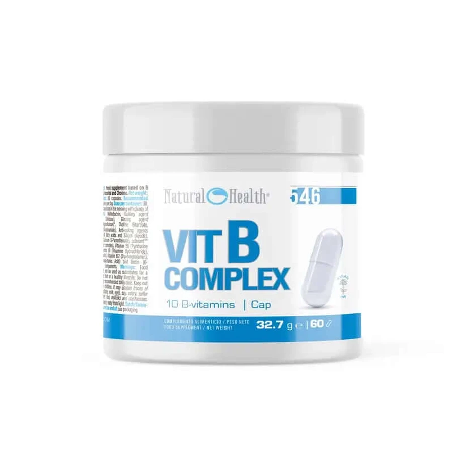 Natural Health Vit B Complex 10 vitaminas B, 60 cápsulas