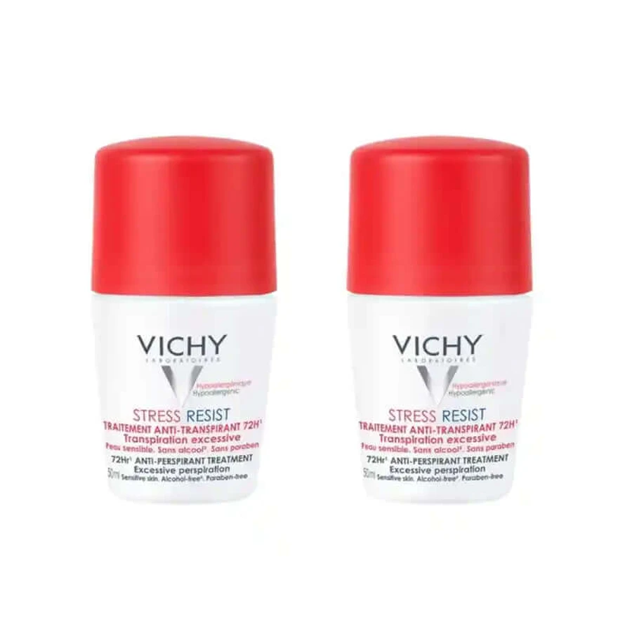 Vichy Deodorant Deodorant Stress Resist Intensive Anti-Transpirant Treatment 72H Roll-On, 2X50 Ml