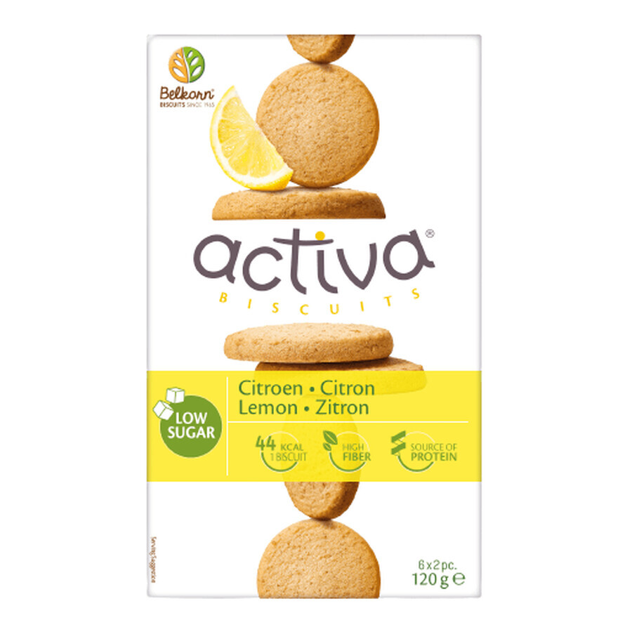 Biscuiți activă cu lămâie (fără zahăr adăugat), 120 g, Belkorn