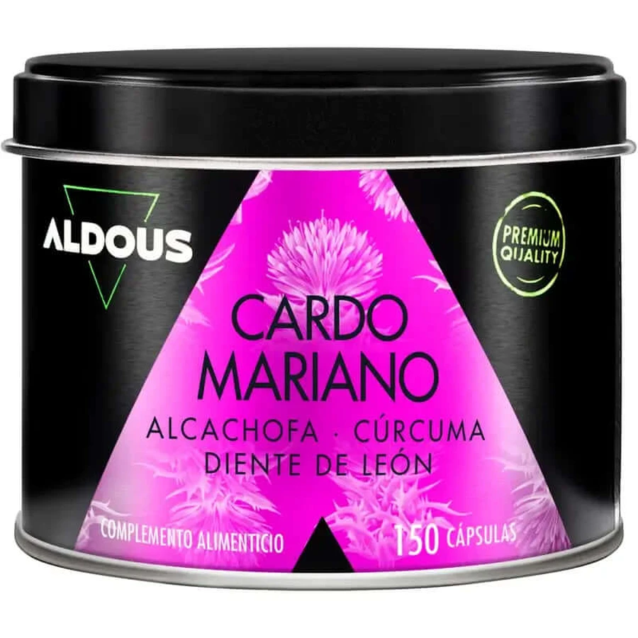 Aldous Labs Complemento alimenticio Cardo mariano con alcachofa, cúrcuma, diente de león y Desmodium , 150 cápsulas