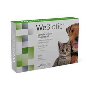 WEPHARM WeBiotic, XS-XL, suplemento para el sistema digestivo de perros y gatos, frasco, 30 comprimidos