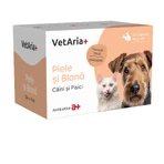 VETARIA+ Skin & Fur, XS-XL, suplemento para la piel y el pelo de perros y gatos, Pollo, caja, 30 cápsulas
