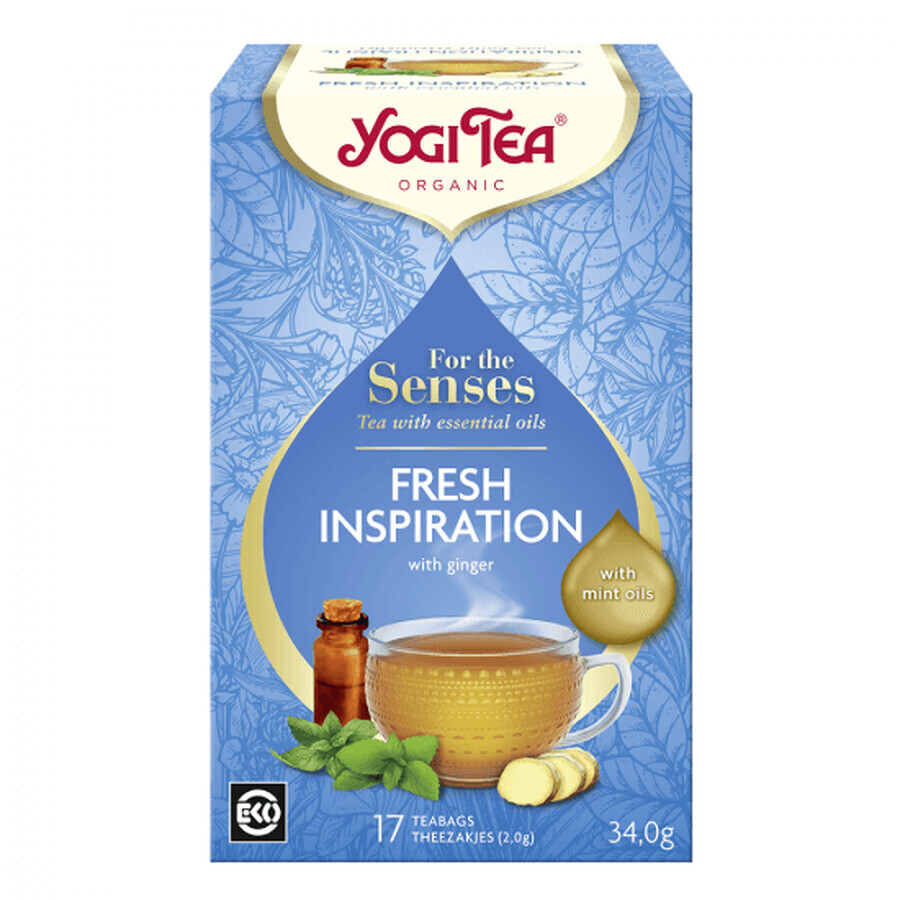 Frische Inspiration für die Sinne Bio-Tee mit ätherischen Ölen, 17 Beutel, Yogi Tea