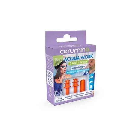 Cerumin AQUA WORK - geïnjecteerde siliconen oordopjes , 2 stuks, Pietrasanta Pharma