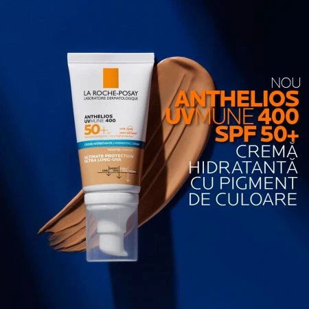  La Roche-Posay Anthelios vochtinbrengende crème met kleurpigment voor bescherming tegen de zon SPF 50+ UVmune, 50 ml,
