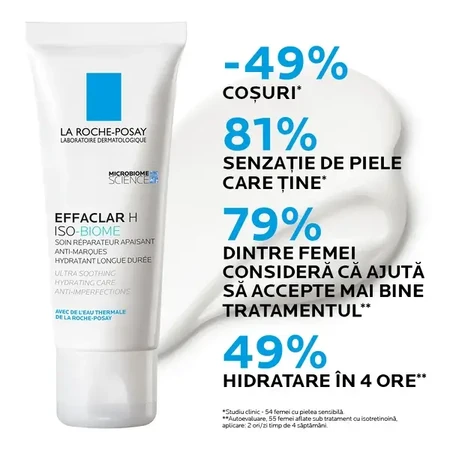 La Roche-Posay Effaclar H Iso-Biome feuchtigkeitsspendende und beruhigende Creme für fettige, empfindliche Haut, 40ml