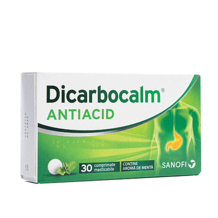 Dicarbocalm Antiacid, 30 comprimés à croquer, Sanofi