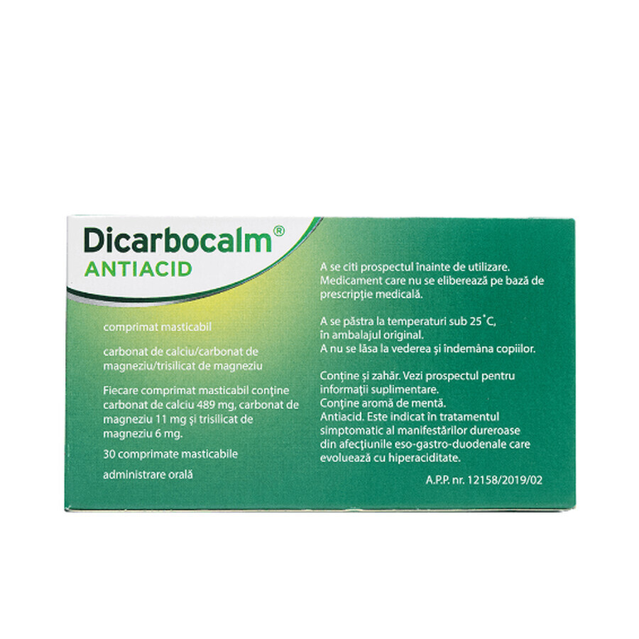 Dicarbocalm Antiacid, 30 comprimés à croquer, Sanofi