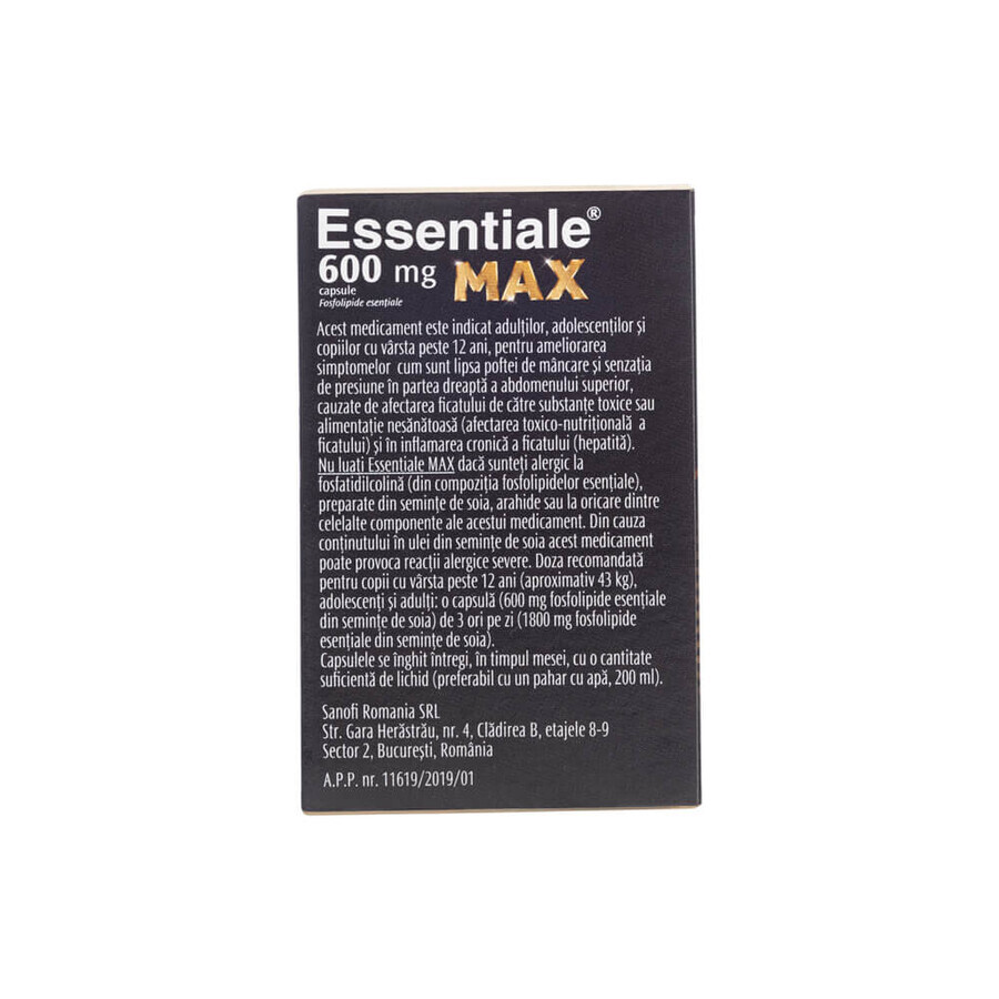 Essentiale MAX 600 mg, 30 capsules, Sanofi