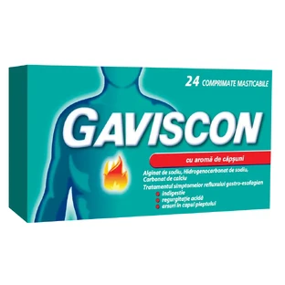 Gaviscon Menthol, 24 chewable tablets, Reckitt Benckiser Healthcare