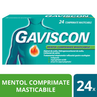 Gaviscon Menthol, 24 chewable tablets, Reckitt Benckiser Healthcare