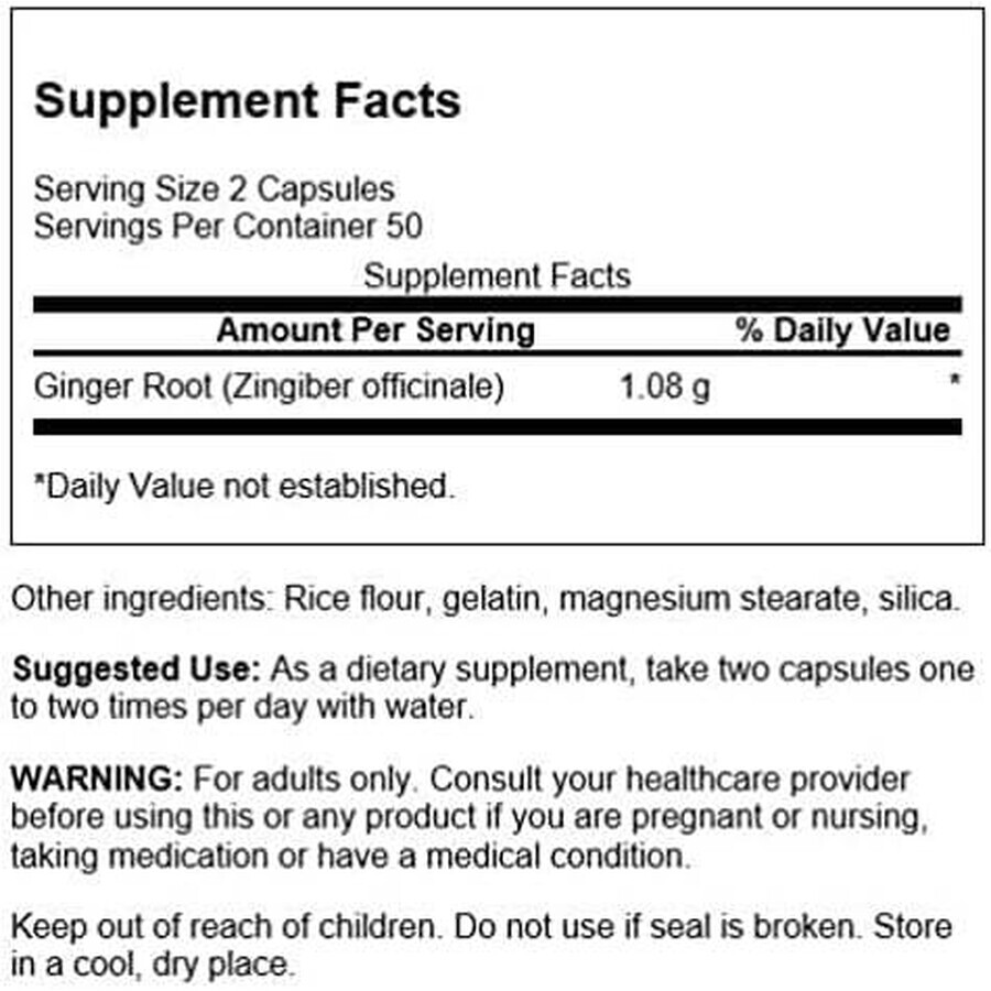 Ingwerwurzel-Ingwerextrakt, 100 Kapseln, Swanson Health USA