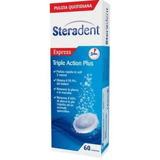 Steradent triple action plus 60 reinigingstabletten