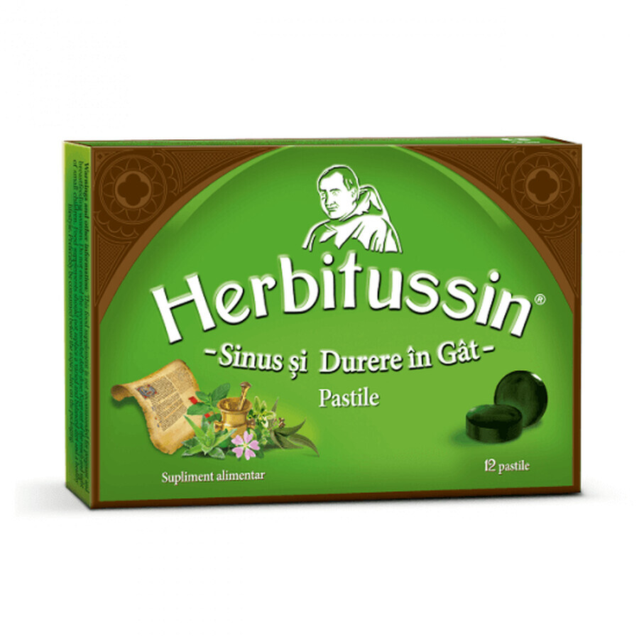 Herbitussin Sinus si Durere in gat, 12 pastile, USP Romania