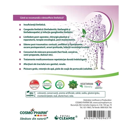 Limfanox Drenaj Detox Total Cleanse, 30 capsules, Cosmopharm