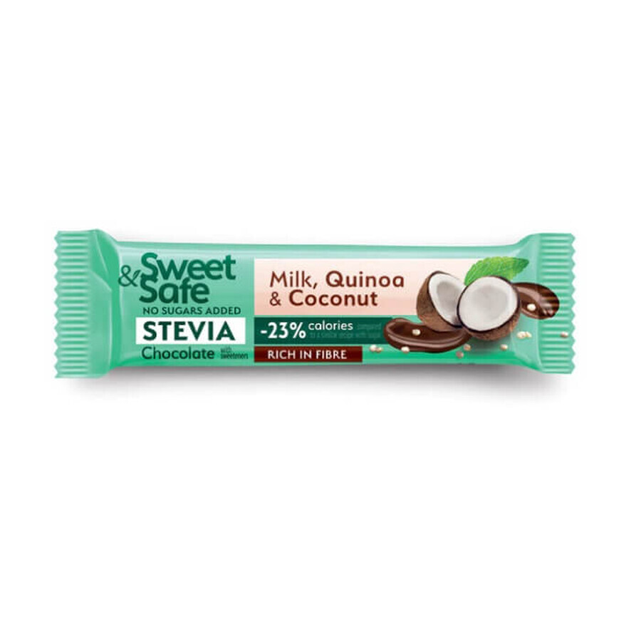 Sweet & Safe Vollmilchschokolade mit Kokosnuss und Quinoa, 25 g, Sly Nutrition