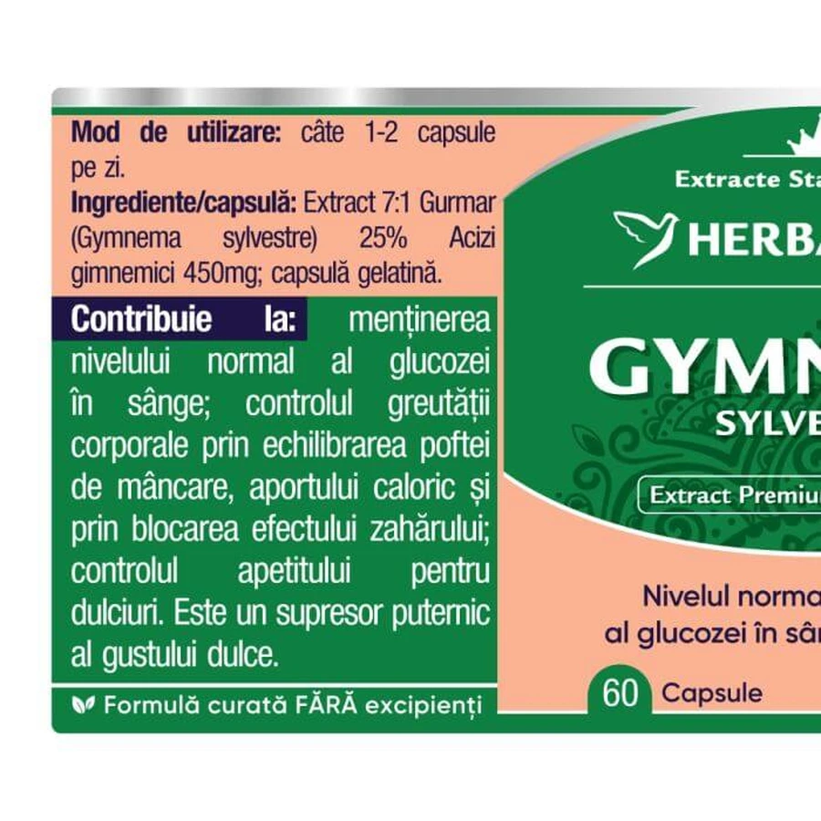 Gymnema Sylvestre x 60 capsules, Herbagetica