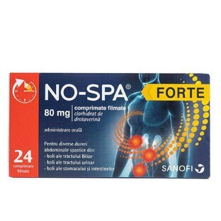 No-Spa Forte, 80 mg, 24 filmomhulde tabletten, Sanofi