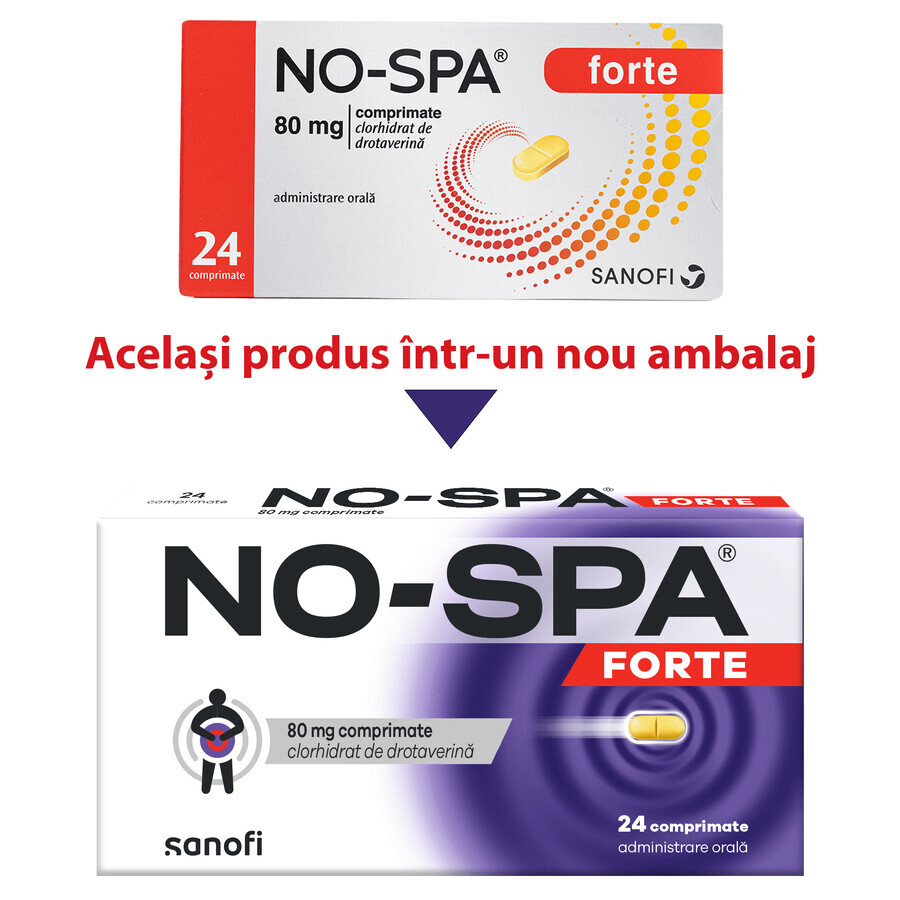 No-Spa Forte, 80 mg, 24 tablets, Sanofi