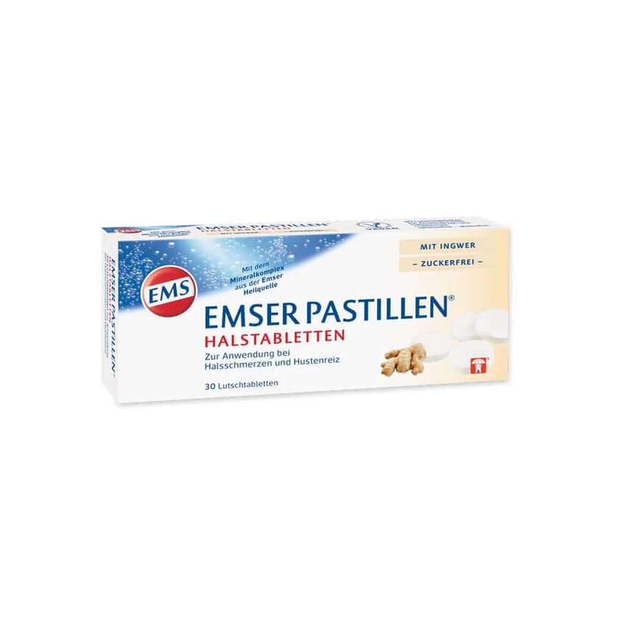 Emser Pastilles throat tablets ginger sugar free 30 pcs.