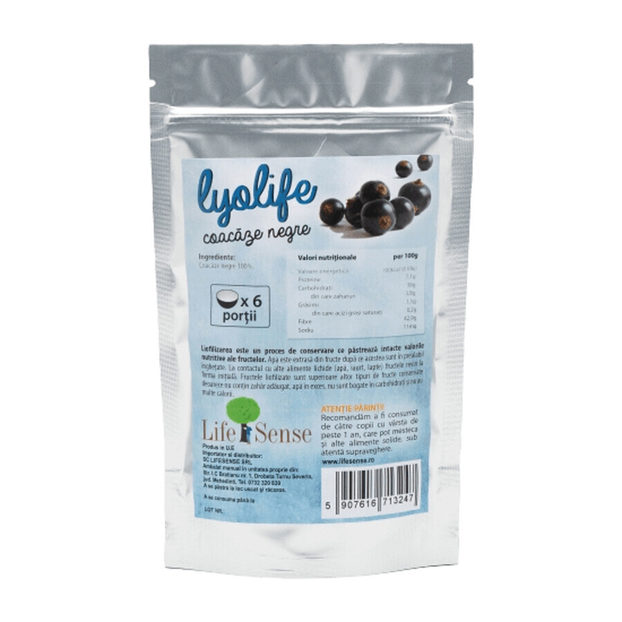 Lyolife gefriergetrocknete schwarze Johannisbeeren, 30 g, Lifesense