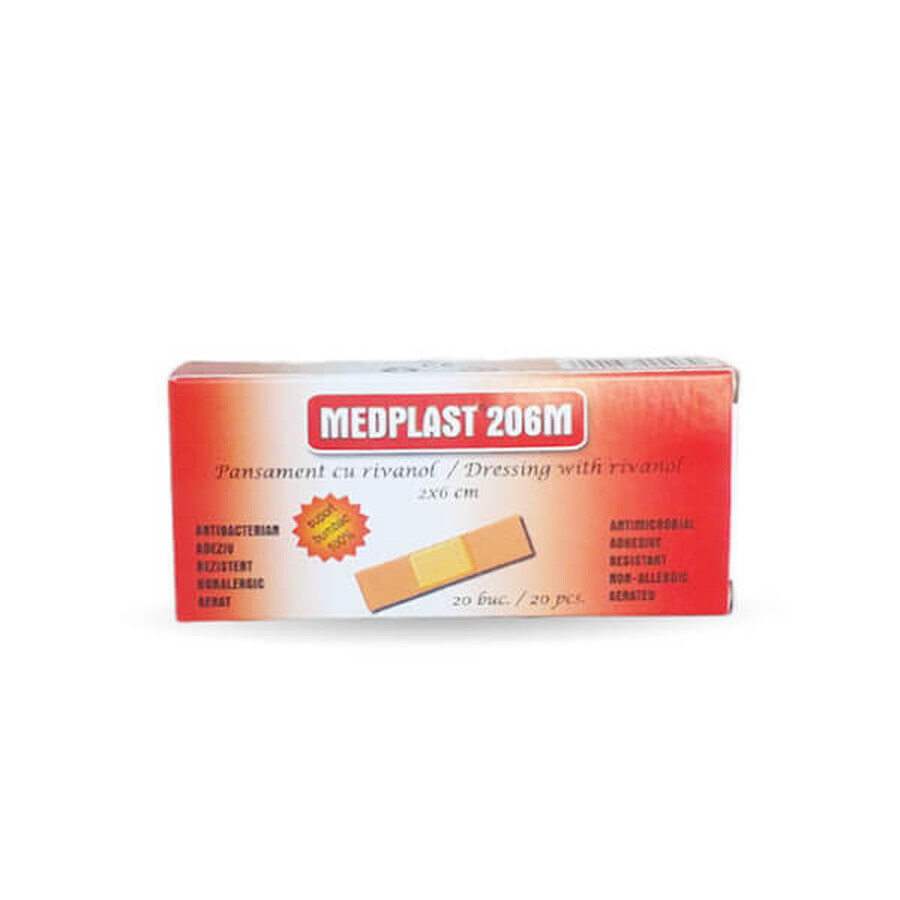 Medplast 206 dressing with rivanol, 2x6 cm, Mebra