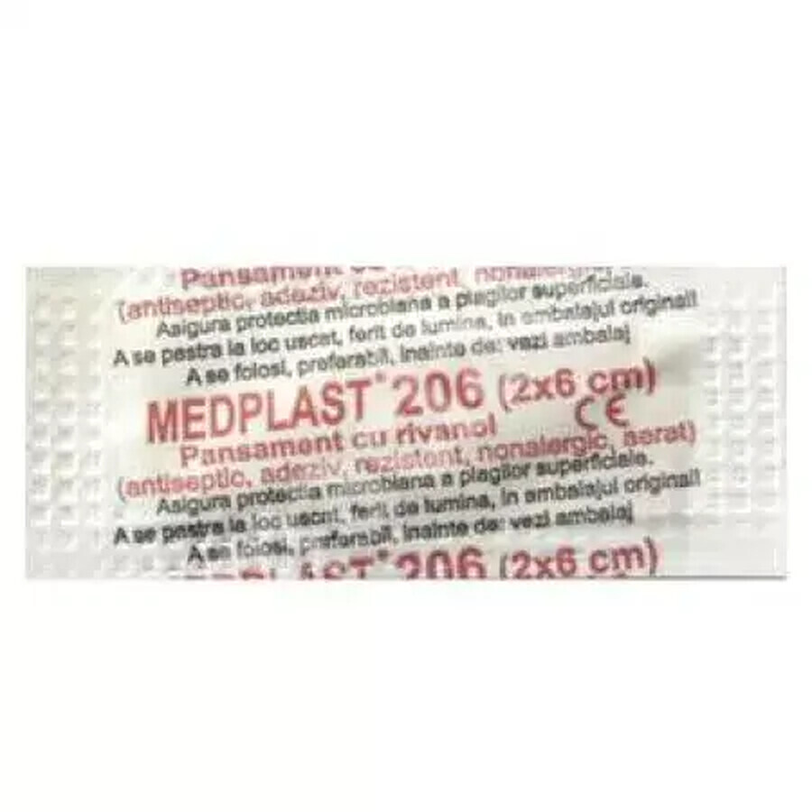 Medplast 206 dressing with rivanol, 2x6 cm, Mebra