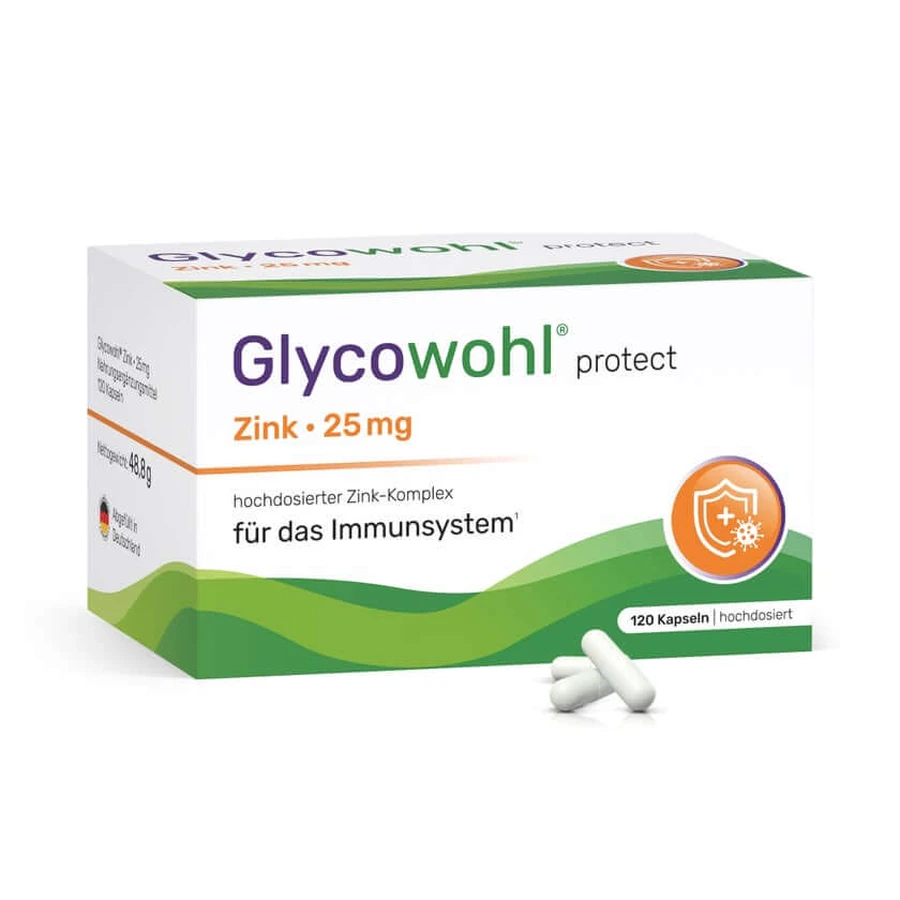 Complesso di zinco Glycowohl 25 Mg Capsule ad alto dosaggio 120 Capsule