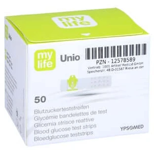 UNIO bloedglucoseteststrips 50 stuks.