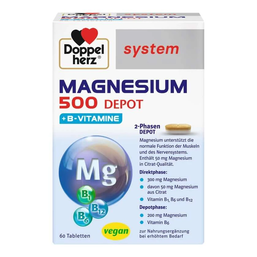 Double Heart Magneziu 500 Depot sistem Ta 60 St