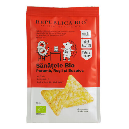 Sanatele BIO cu porumb, rosii si busuioc, fara gluten, 40g, Republica Bio