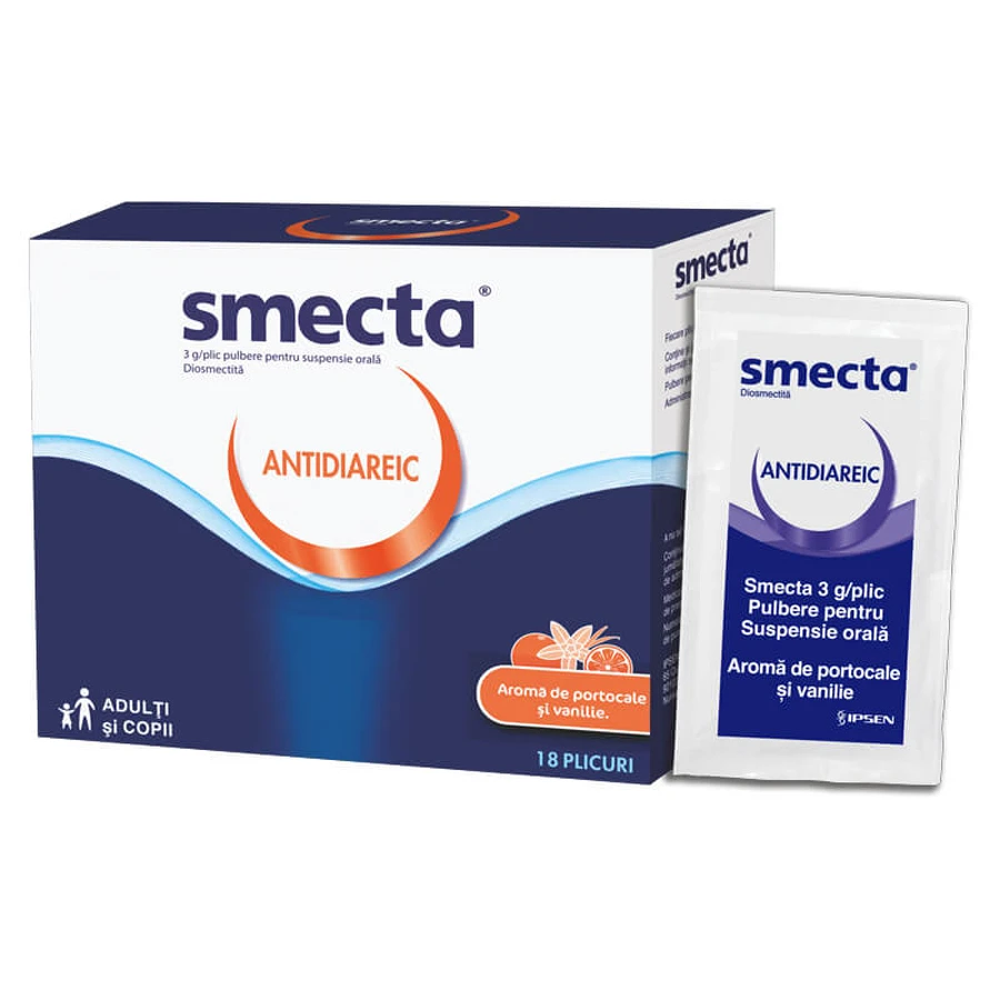 Smecta met vanille- en sinaasappelsmaak, 3 g/zakje, 18 zakjes