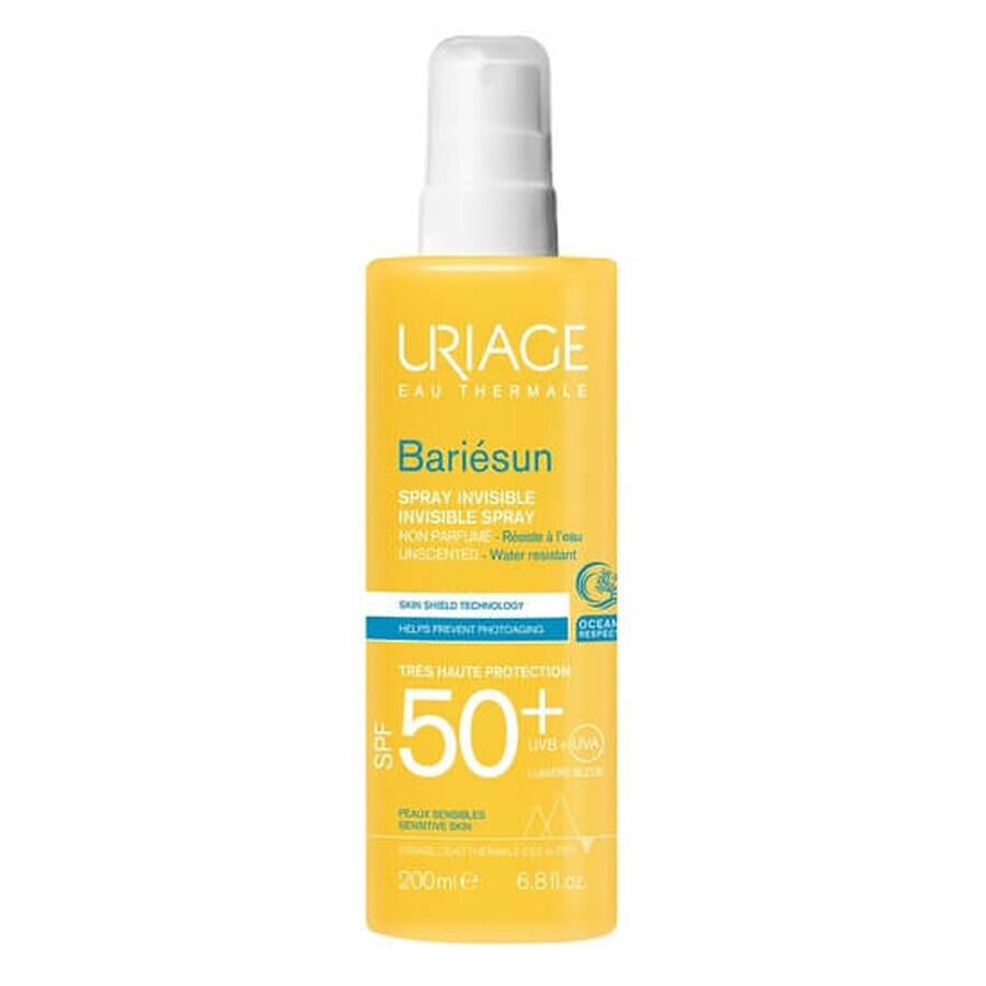 Spray invizibil fara parfum pentru protectie solara Bariesun, SPF 50+, 200 ml, Uriage